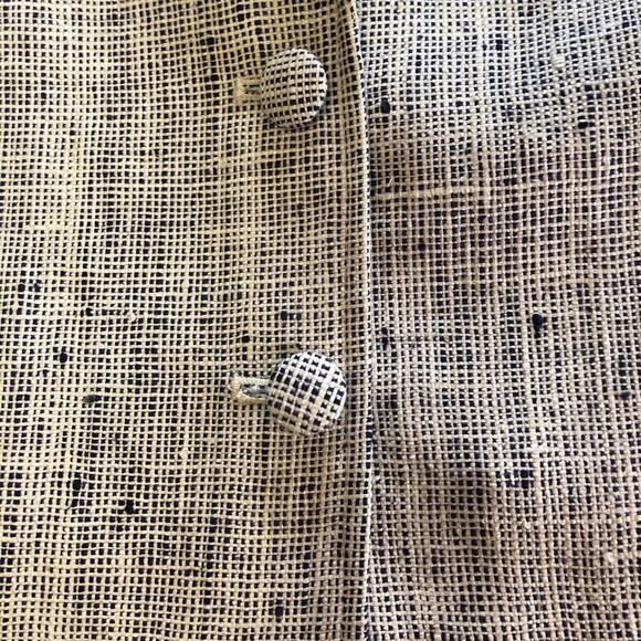 Clare Joseph Vintage Blue White Matka Silk Blazer Jacket Womens 6 - Picture 5 of 12